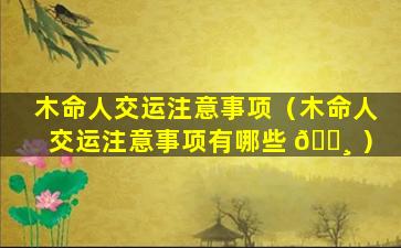 木命人交运注意事项（木命人交运注意事项有哪些 🕸 ）